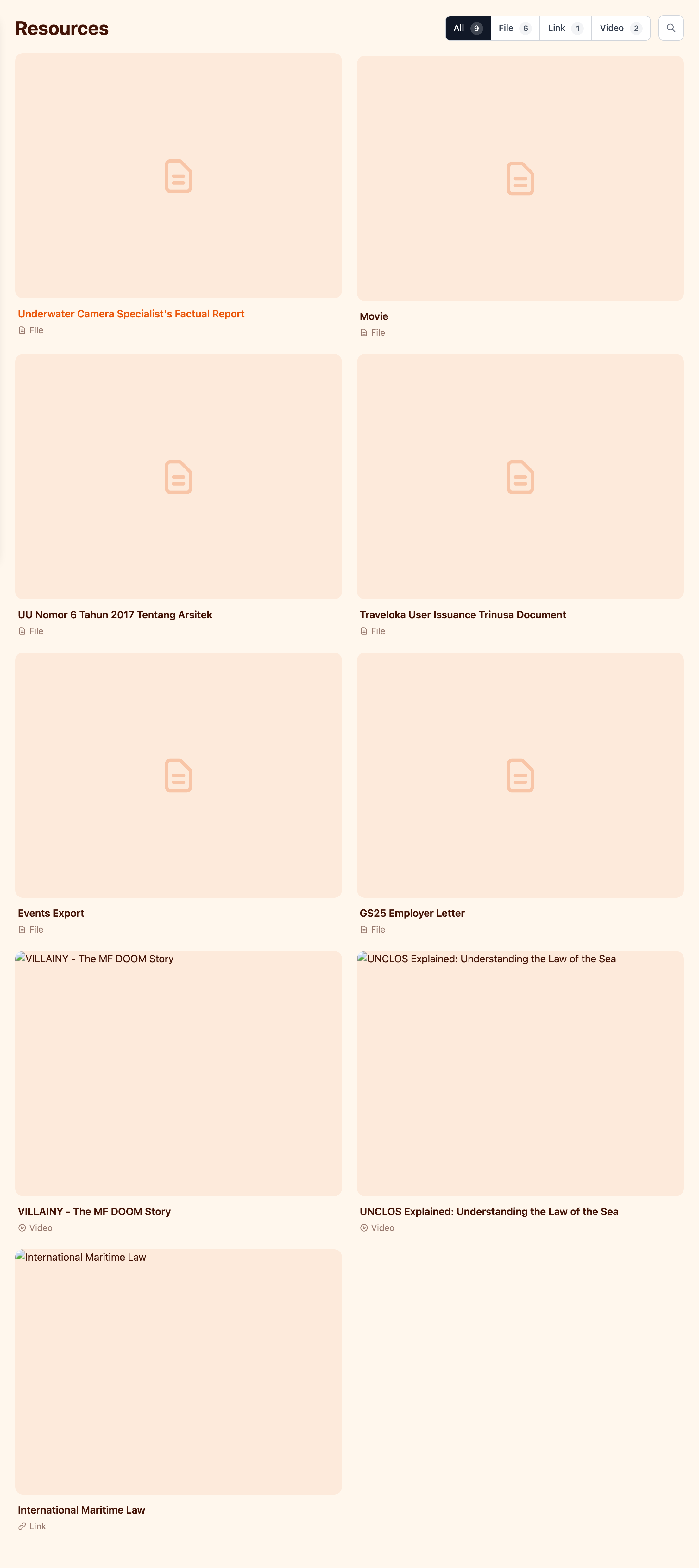 Public resource library with search and filtering